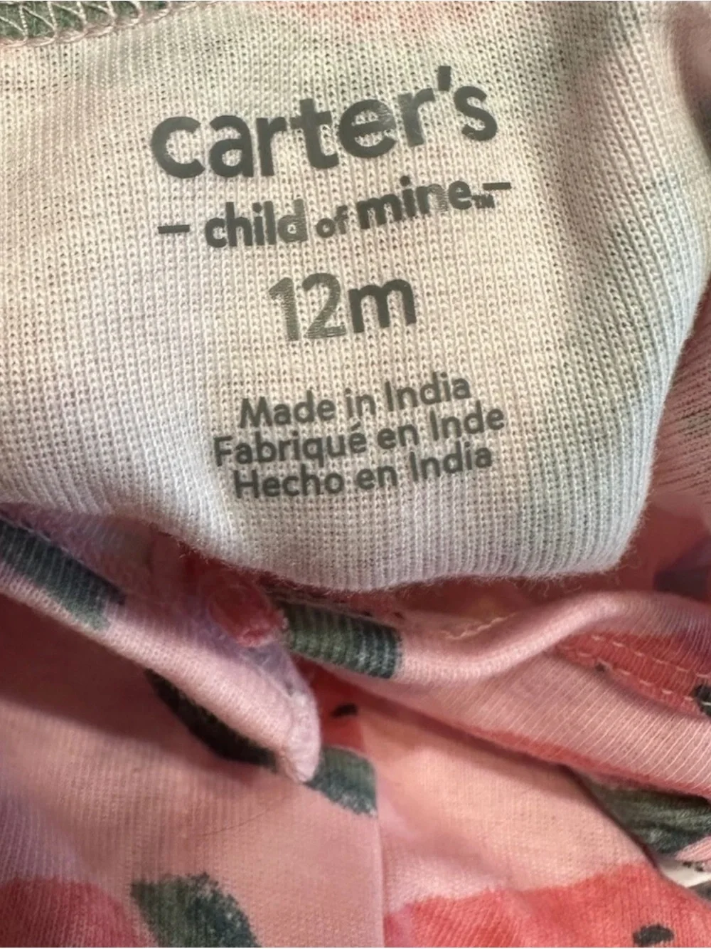 Carter’s Child of Mine Baby Girl 12M Pink Watermelon Romper Sleeveless NWT